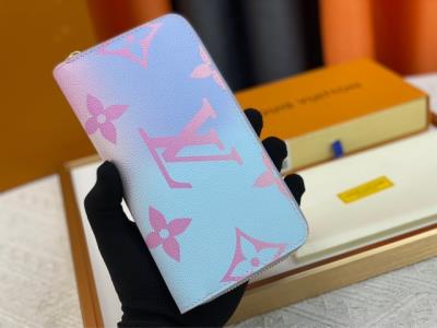 cheap quality LOUIS VUITTON Wallets  81349 Zippy blue pink